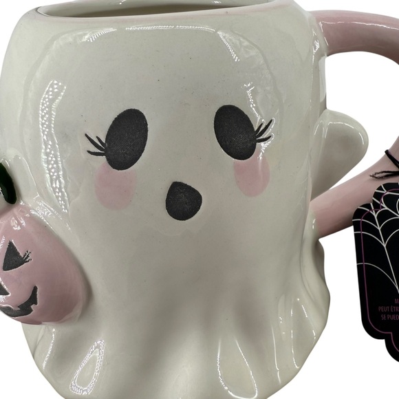 Halloween Eyelash Blush Ghost Mug Pink Pumpkin 18oz Global Design Connections - Picture 4 of 14